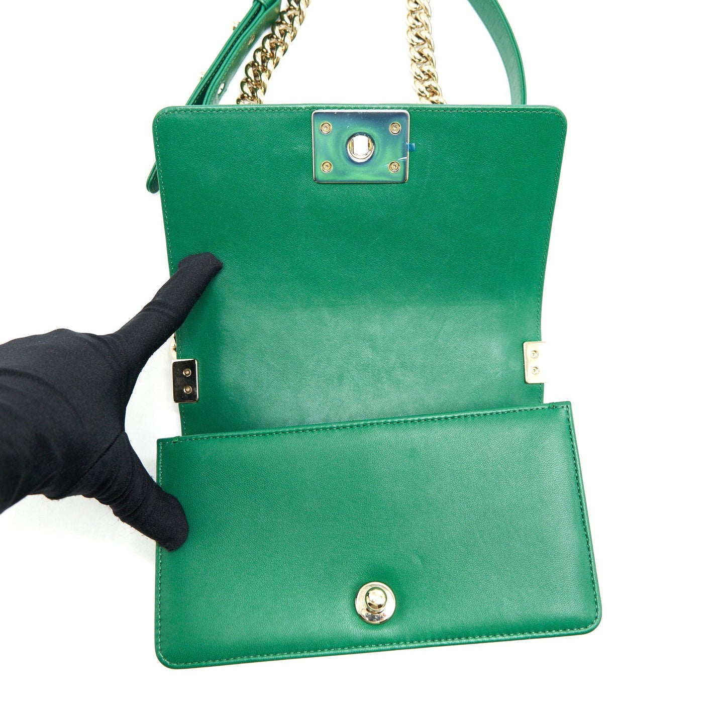 Chanel Small Boy Bag Lambskin Green L