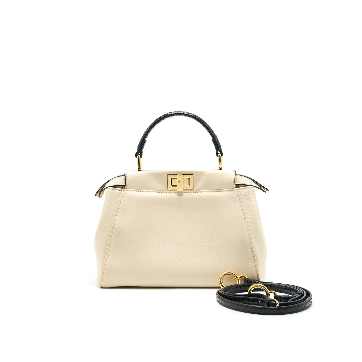 FENDI PEEKABOO HANDLE Purse LAMBSKIN CAMELIA/BLACK
