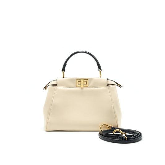 FENDI PEEKABOO HANDLE Purse LAMBSKIN CAMELIA/BLACK