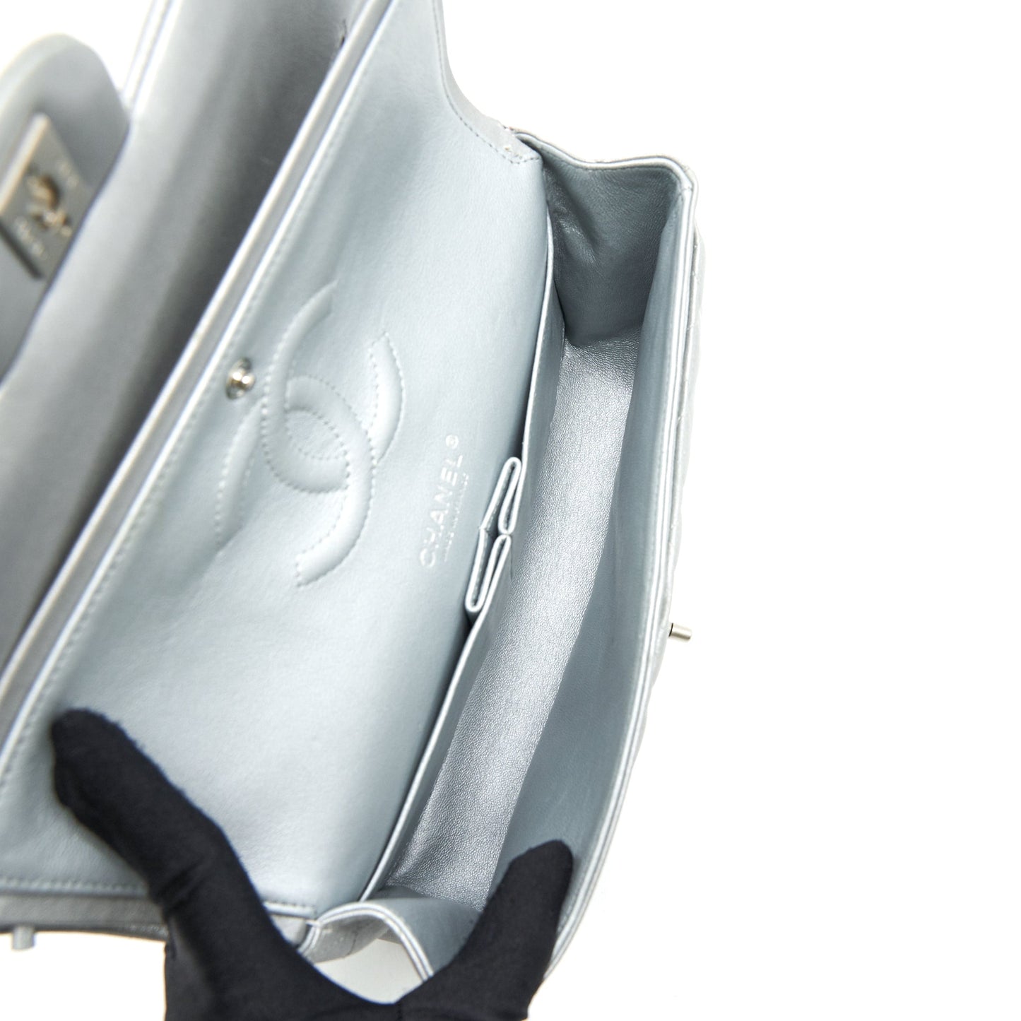 Chanel Medium Classic Flap Bag Silver Grey