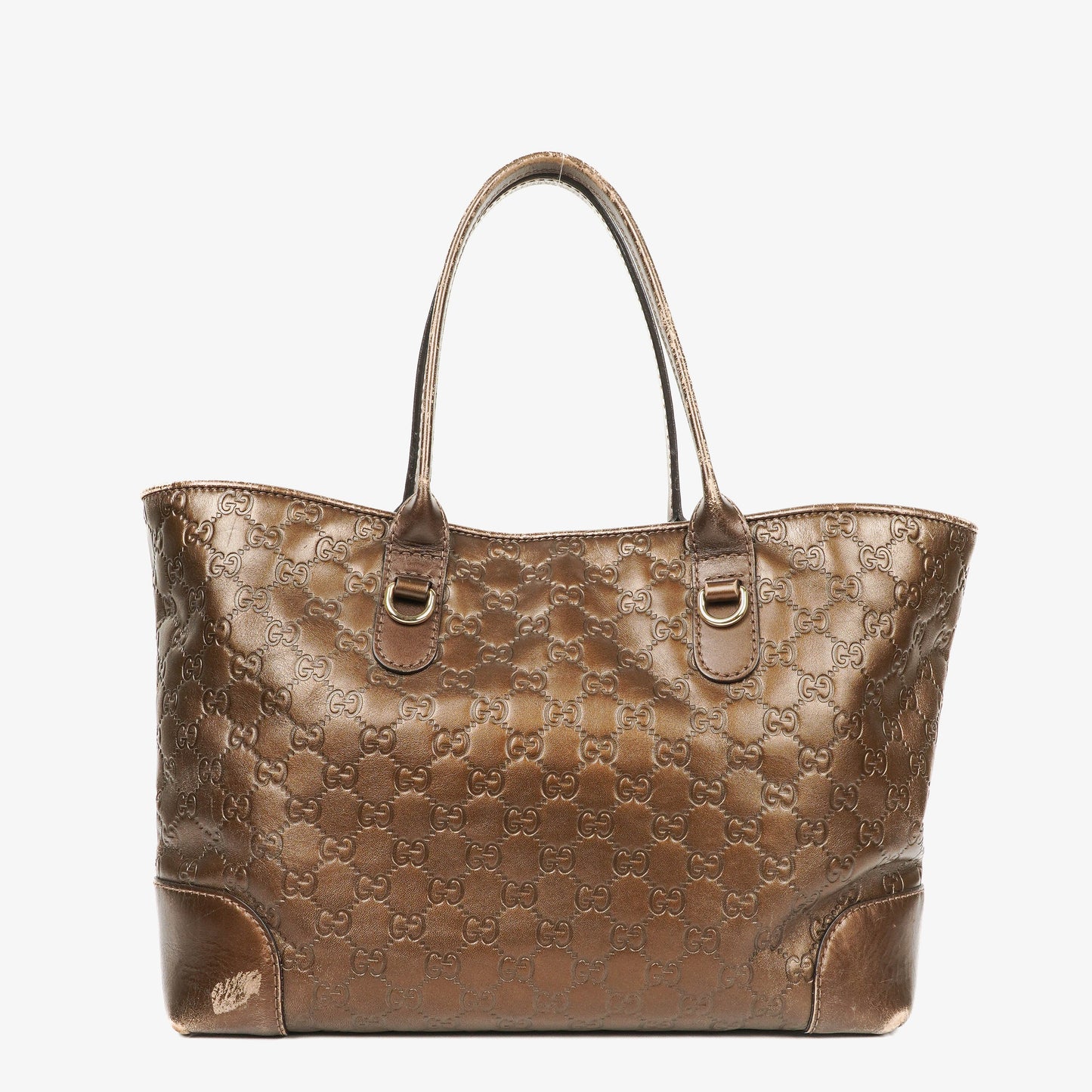 Gucci Guccissima Brown Metallic Leather Heart-Bit Top Handle Tote Bag