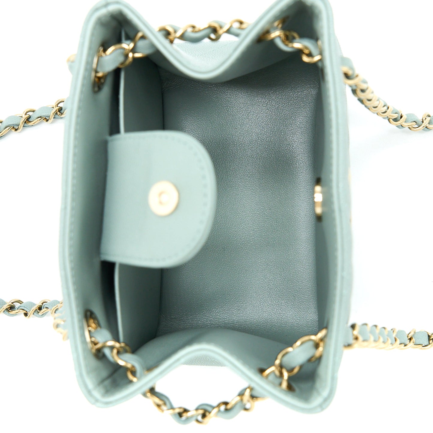 Chanel 23C Mini Bucket Caviar Light Grey L (Microchip)