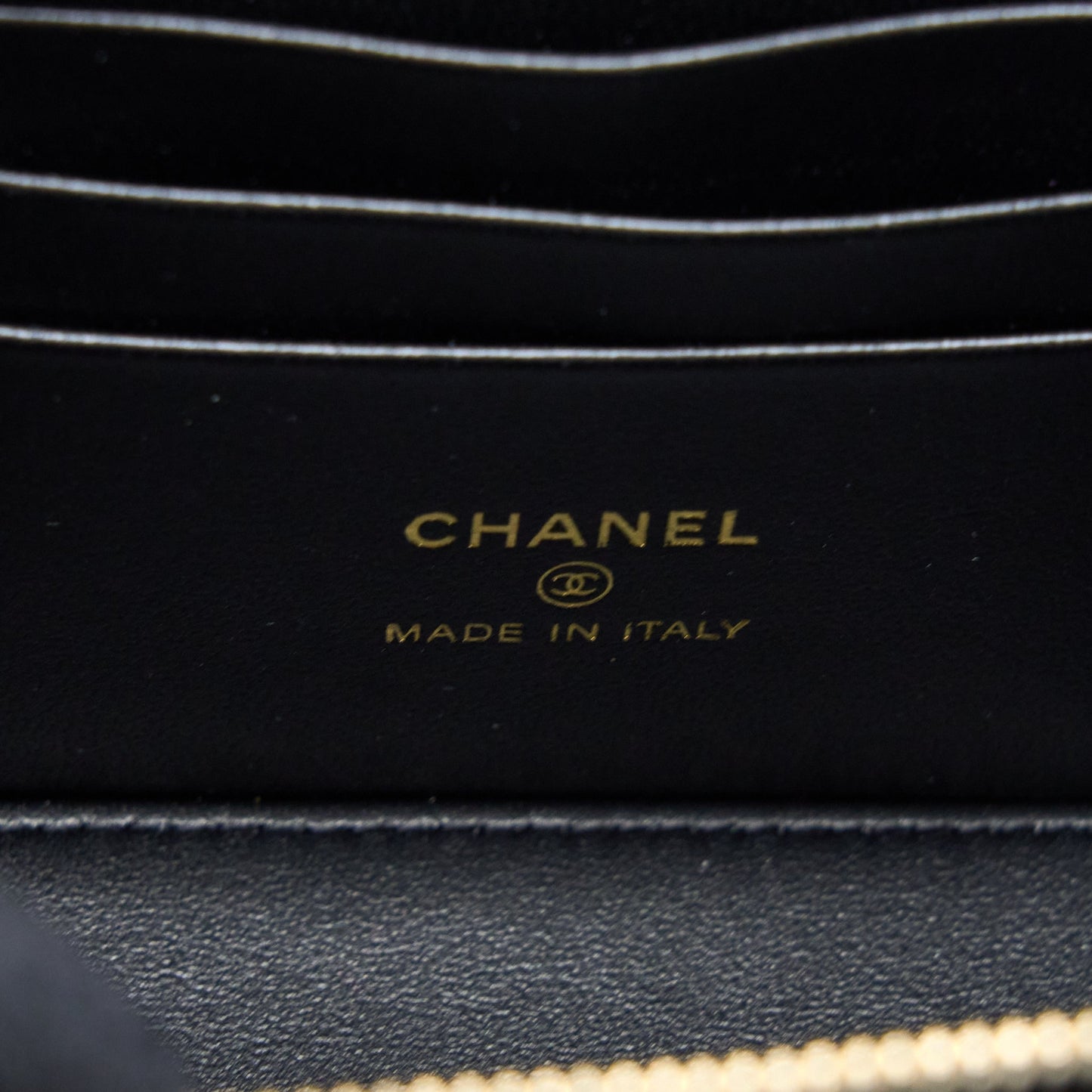Chanel 22k Leather Chain Top Handle Long Vanity Case Lambskin Black Brushed