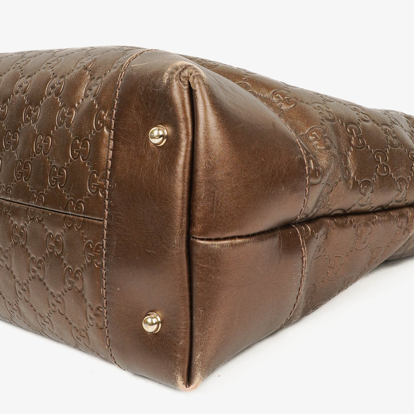 Gucci Guccissima Brown Metallic Leather Heart-Bit Top Handle Tote Bag