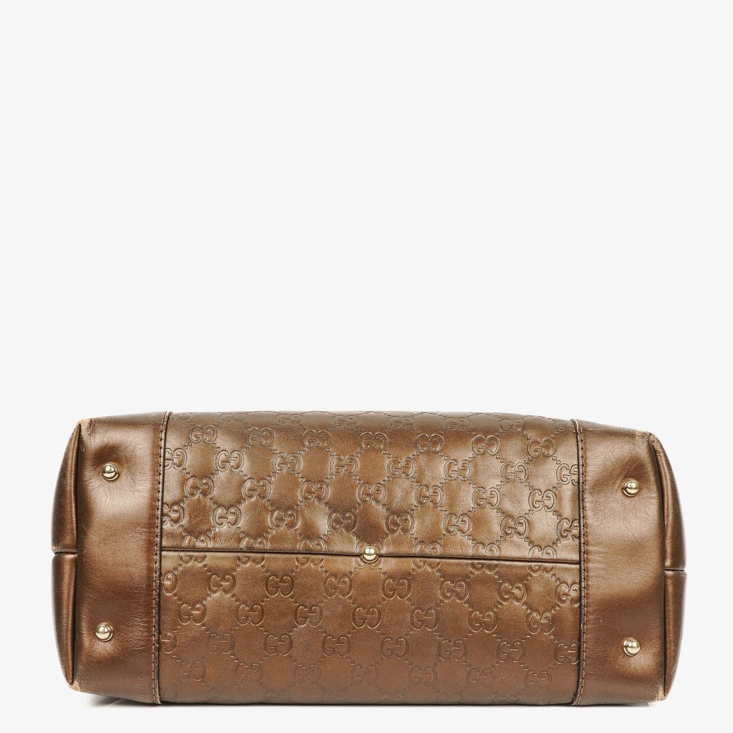 Gucci Guccissima Brown Metallic Leather Heart-Bit Top Handle Tote Bag
