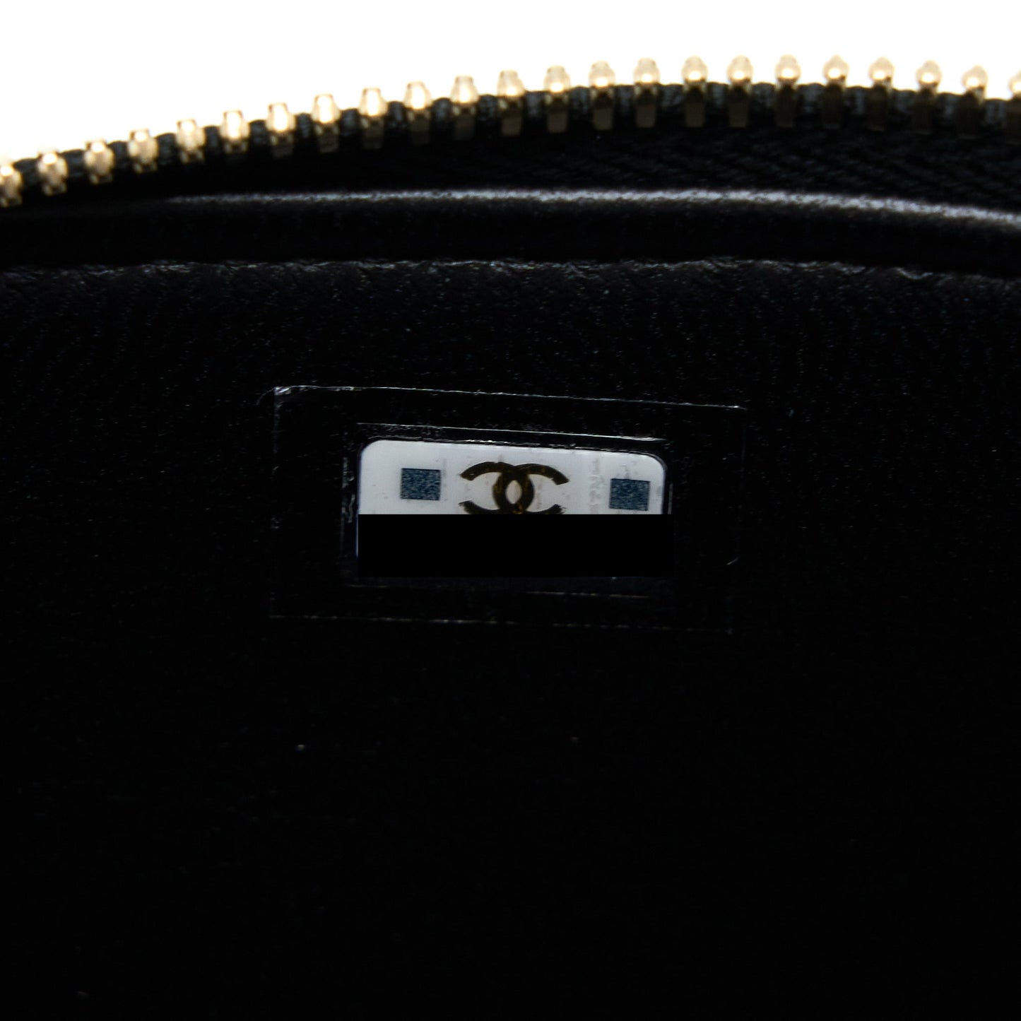 Chanel 22k Leather Chain Top Handle Long Vanity Case Lambskin Black Brushed