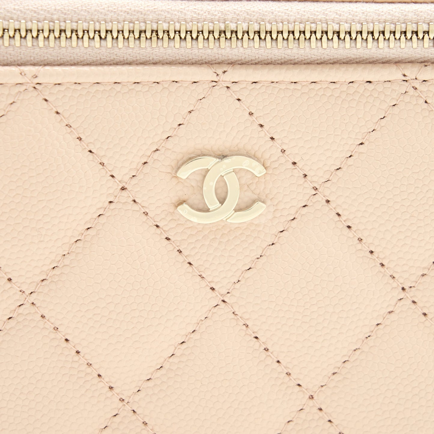 Chanel 22C Long Vanity With Chain Caviar Light Beige L