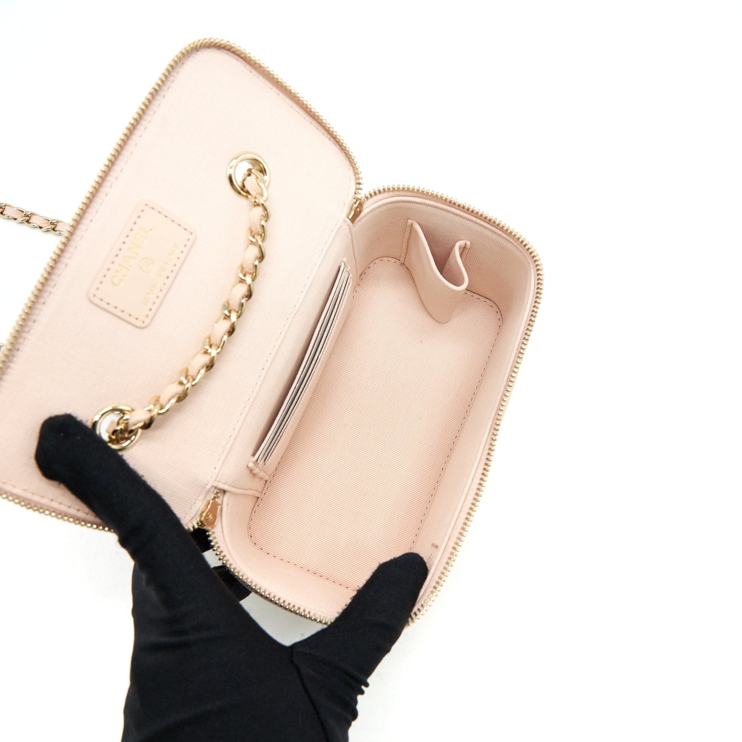Chanel 22C Long Vanity With Chain Caviar Light Beige L