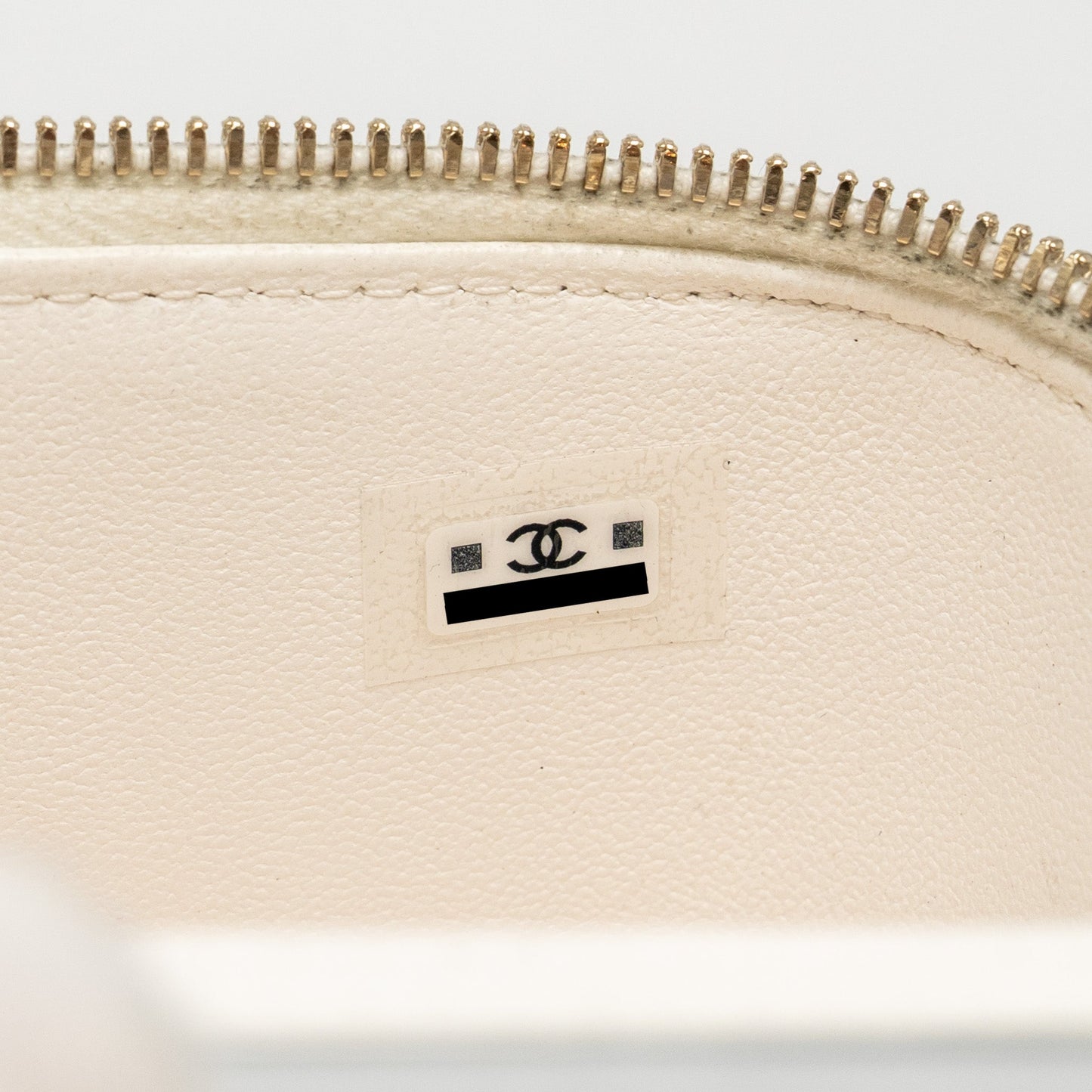 Chanel Gold Pillar Adjustable Chain Long Vanity Lambskin White  (Microchip)