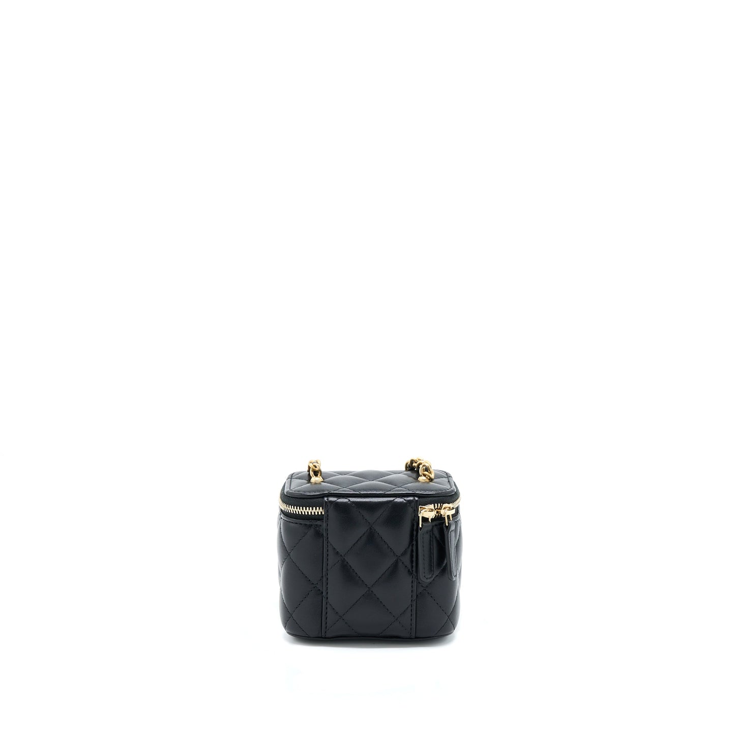 Chanel 22A Pearl Crush Mini Vanity With Chain Lambskin Black