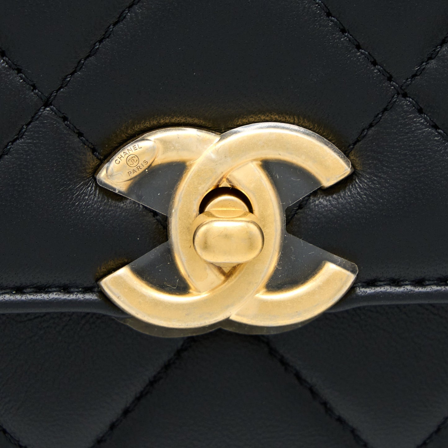 Chanel 22S Letter/Crystal Handle Flap Bag Lambskin Black Brushed (Microchip)