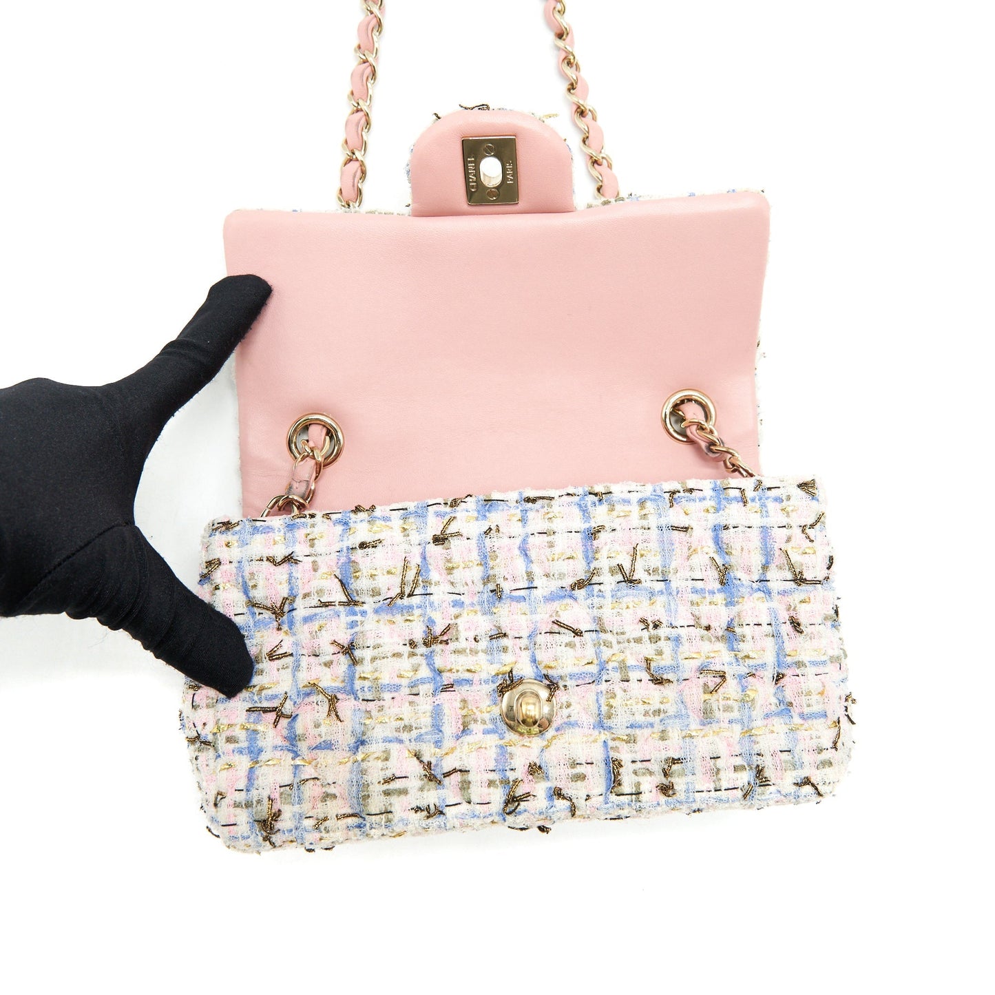 Chanel rectangular mini flap Bag tweed multicolour L