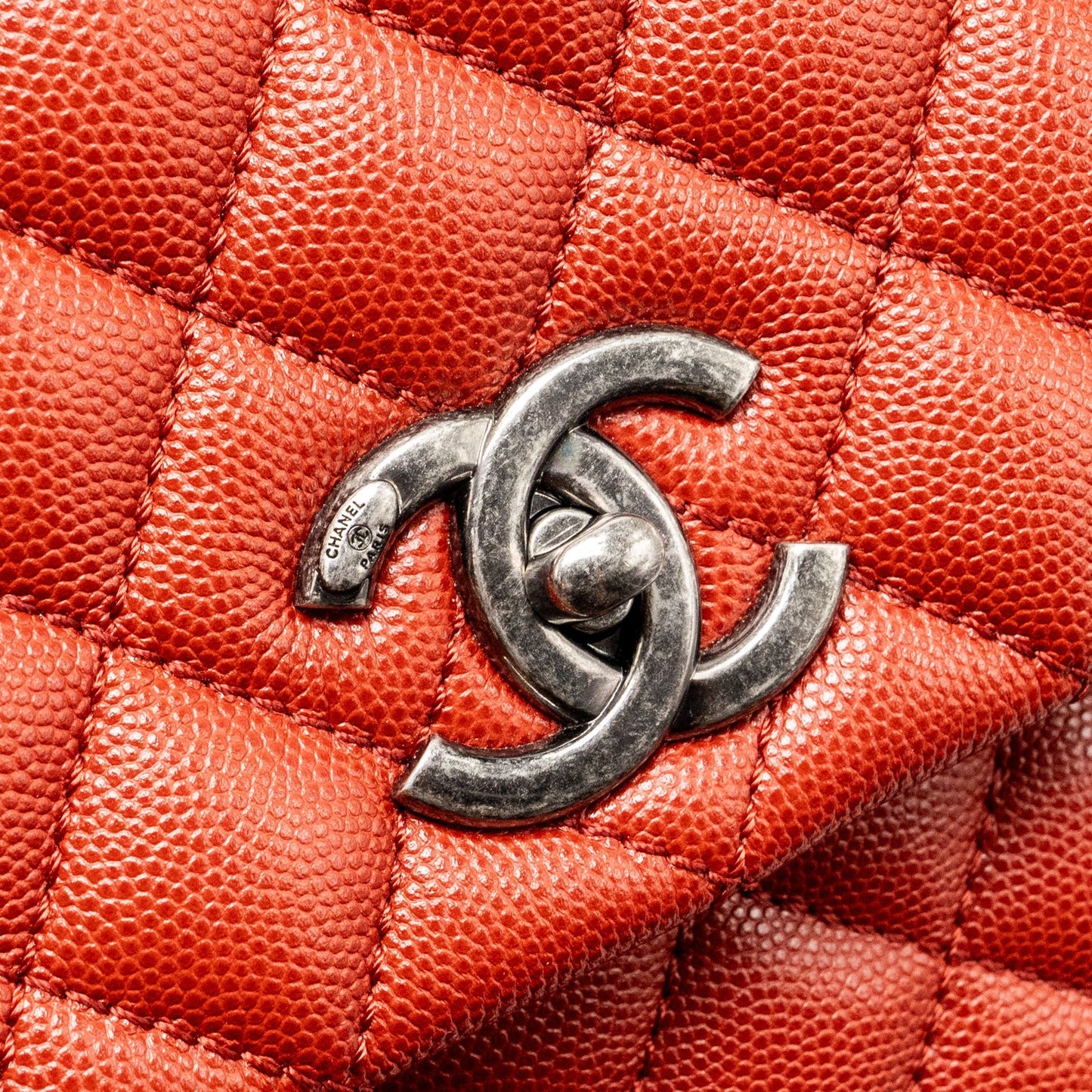 Chanel Large Coco Handle Caviar Dark Red Ruthenium Hardware
