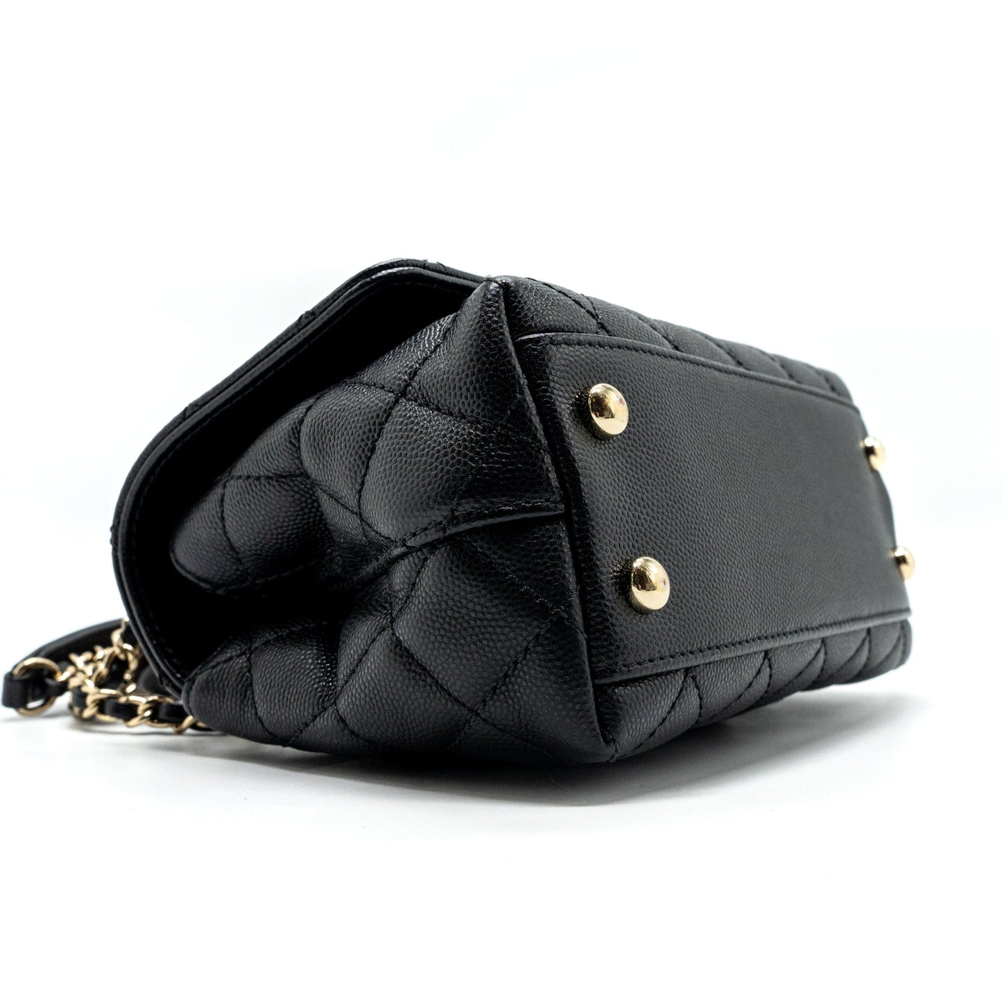 Chanel Coco Handle Extra Mini With Lizard Embossed Handle Caviar Black L(microchip)