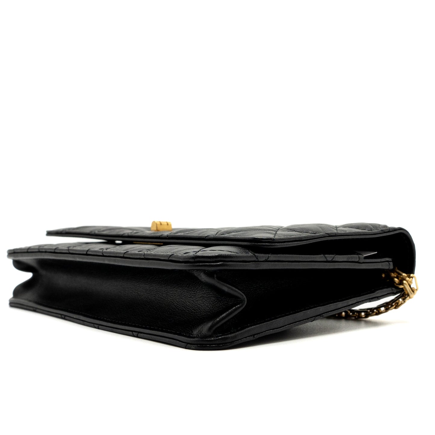 Chanel 2.55 Wallet on Chain Aged Calfskin Black Brushed  (Microchip)