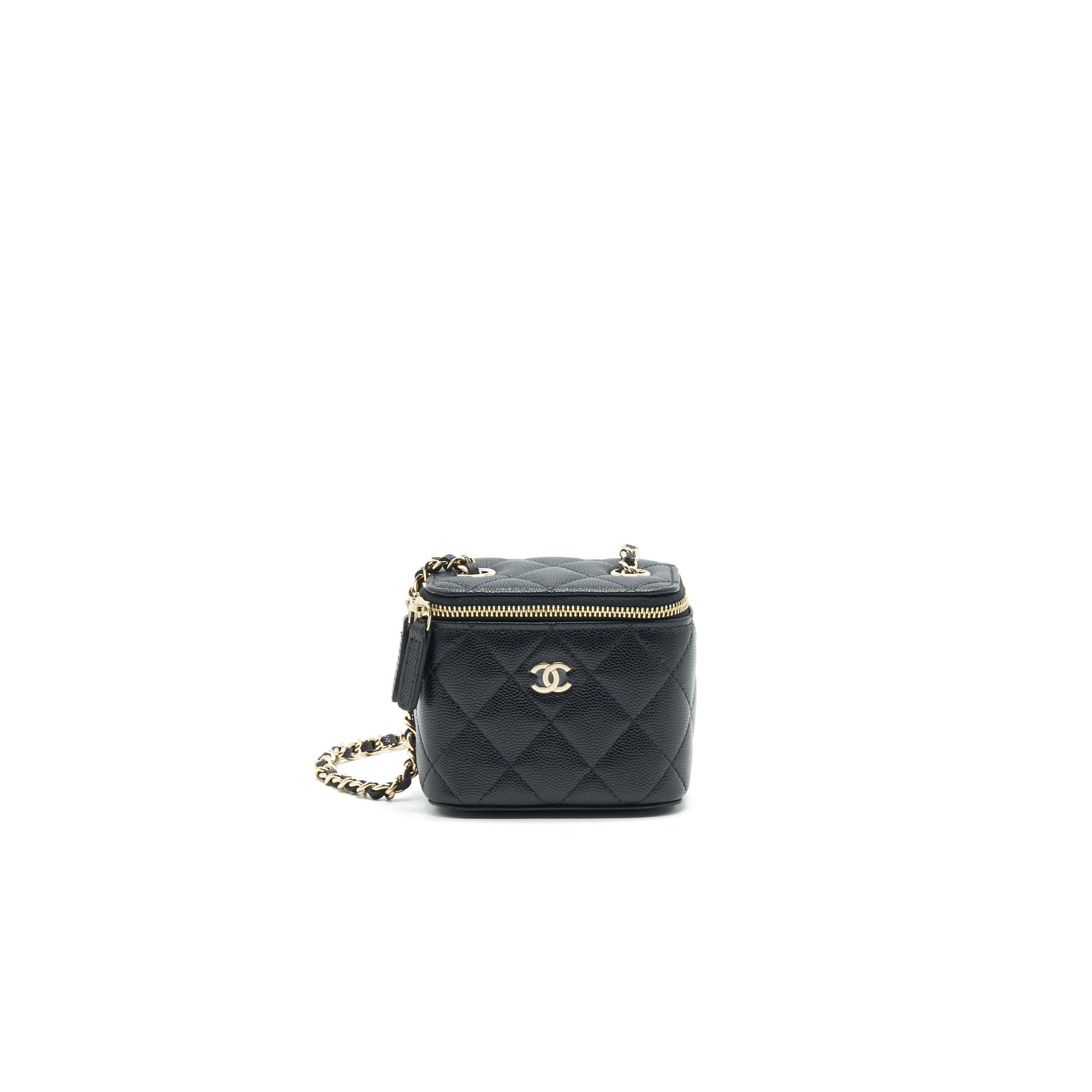 CHANEL SMALL VANITY WITH CHAIN CAVIAR BLACK LGHW Handbag
