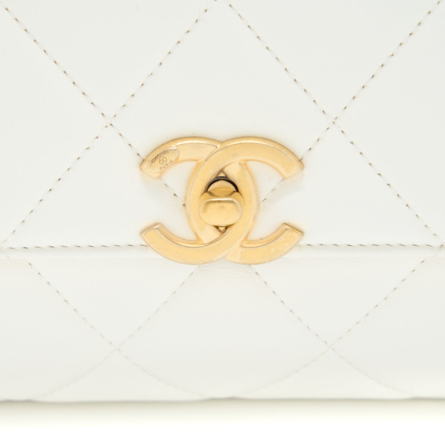 Chanel Quilted Flap Bag with Letter Chain Lambskin White  (Microchip)