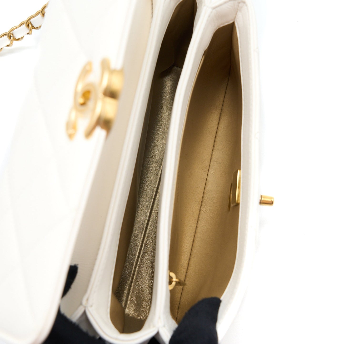 Chanel Quilted Flap Bag with Letter Chain Lambskin White  (Microchip)