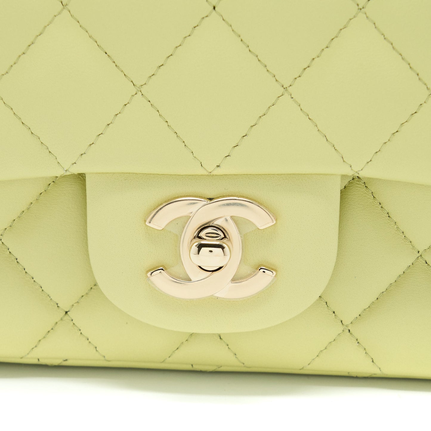 Chanel 23C Mini Square Flap Bag Lambskin Light Green L (Microchip)