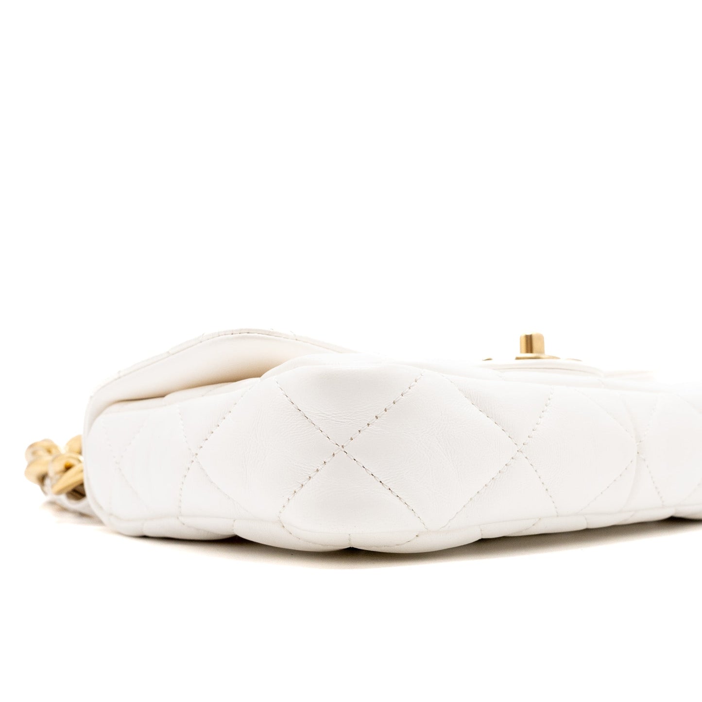 Chanel 22S Giant Chain Flap Shoulder Bag Lambskin White Brushed  (Microchip)