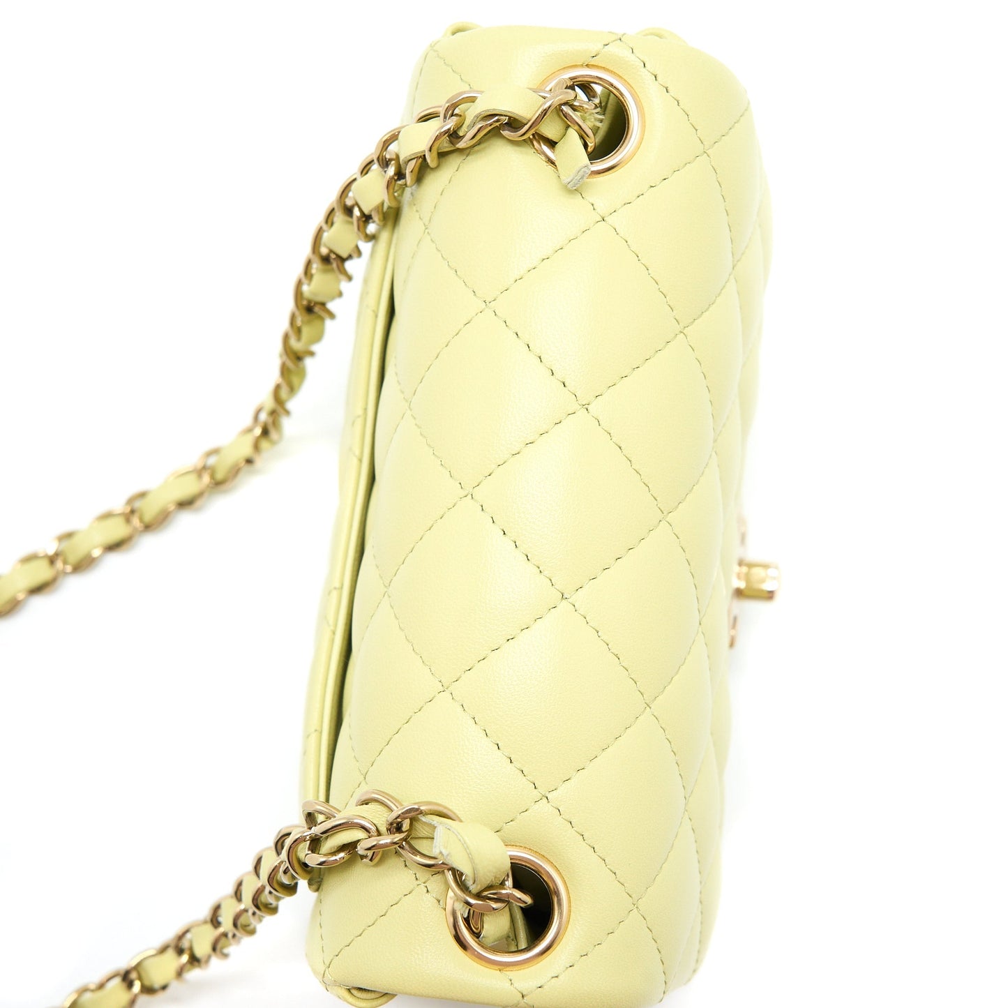 Chanel 23C Mini Square Flap Bag Lambskin Light Green L (Microchip)