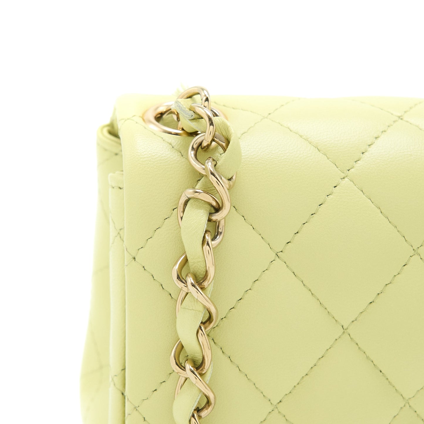 Chanel 23C Mini Square Flap Bag Lambskin Light Green L (Microchip)