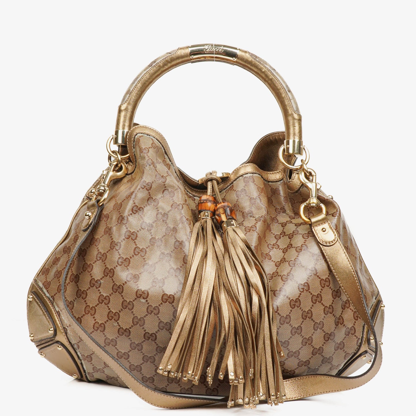 Gucci Monogram Crystal Indy Top Handle Bag