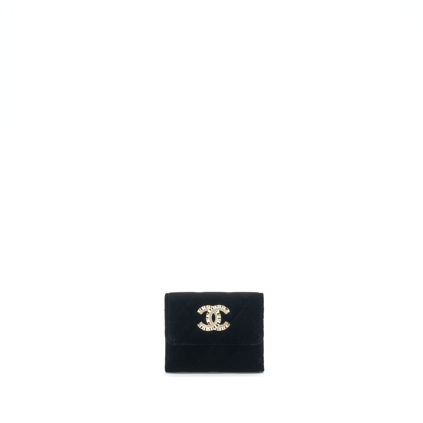Chanel Velvet CC Logo Small Flap Wallet Black L