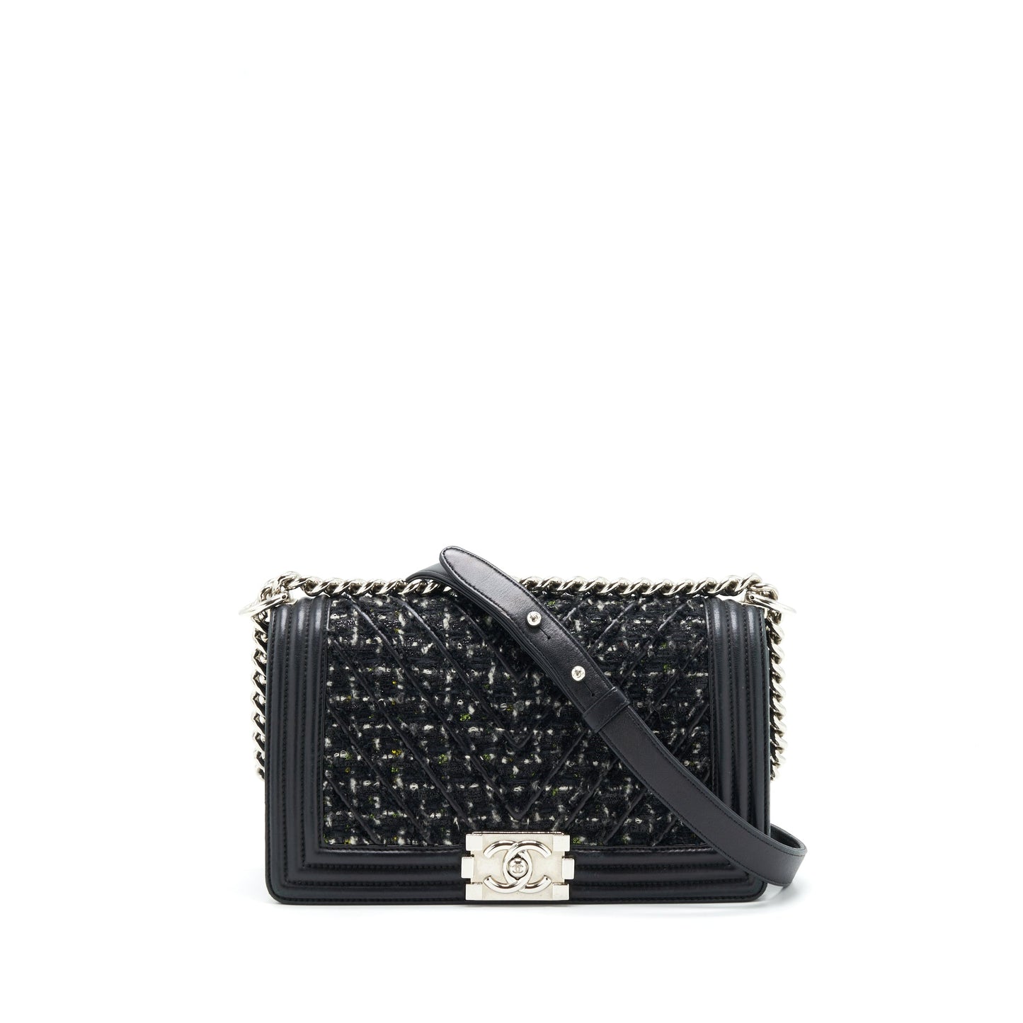 Chanel Boy Medium Tweed/Lambskin Black