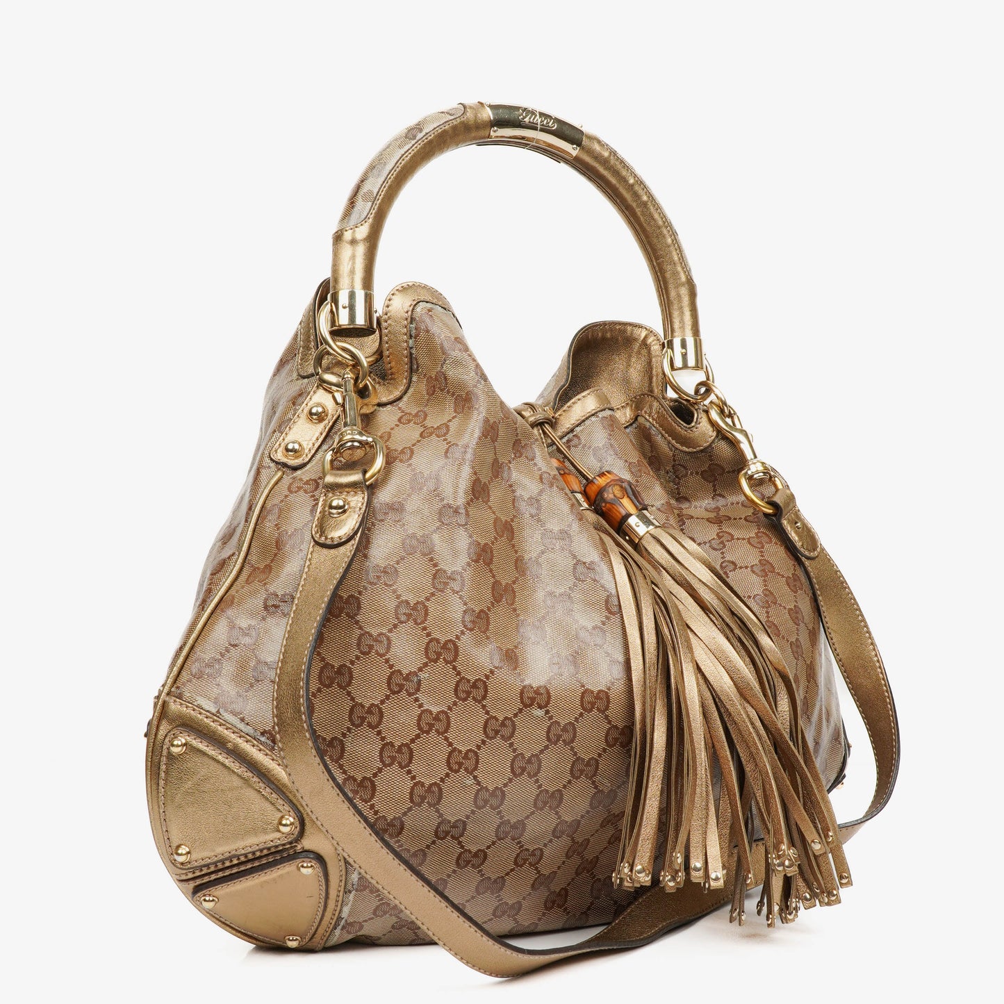 Gucci Monogram Crystal Indy Top Handle Bag