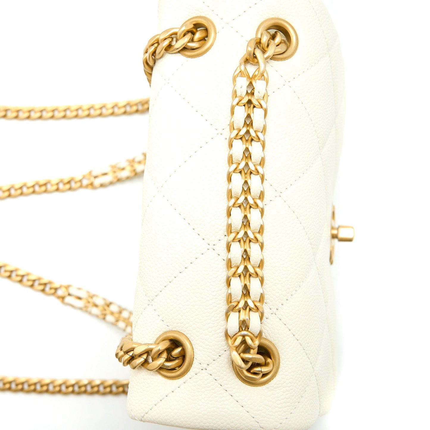 Chanel 22P Flap Backpack Caviar White Brushed  (Microchip)