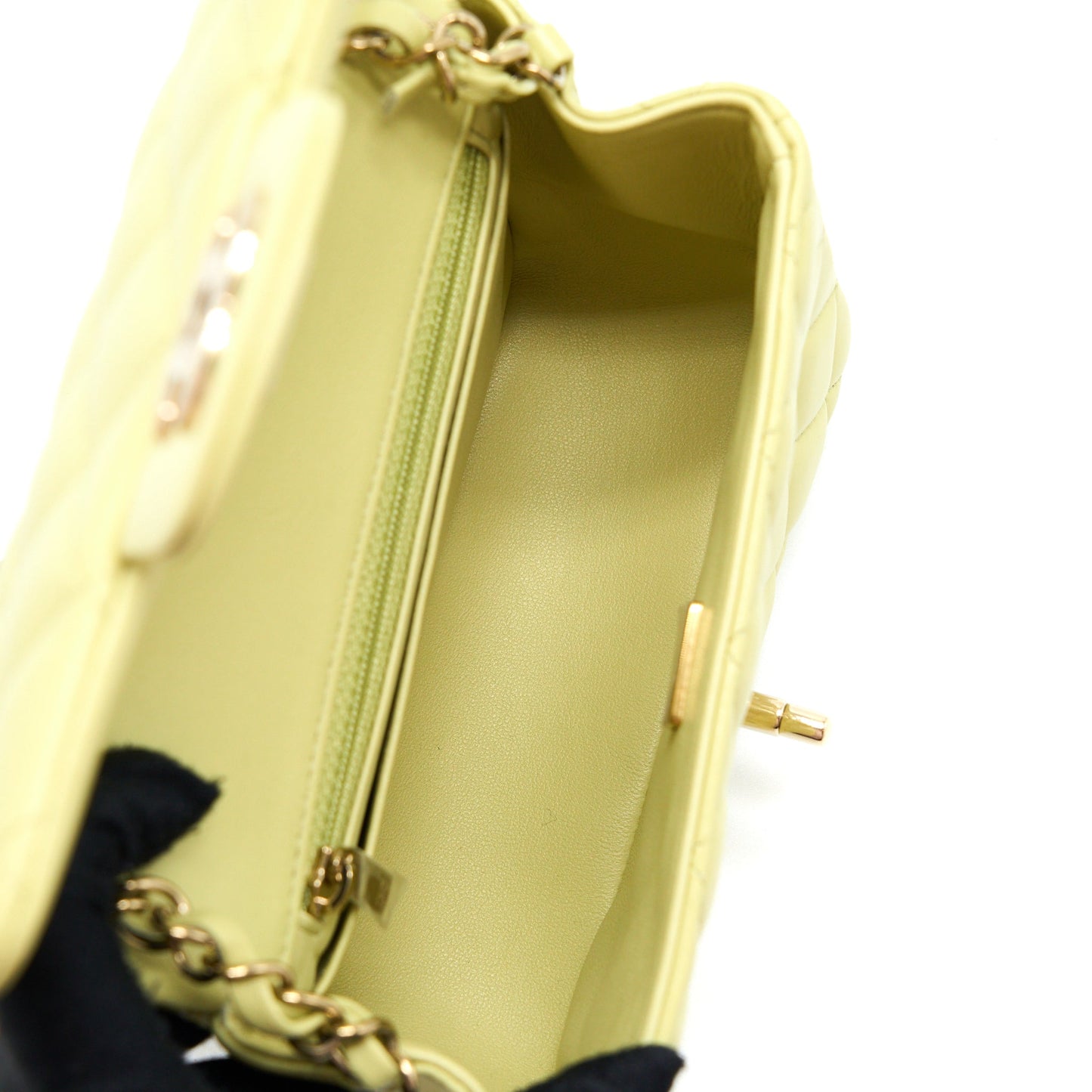 Chanel 23C Mini Square Flap Bag Lambskin Light Green L (Microchip)