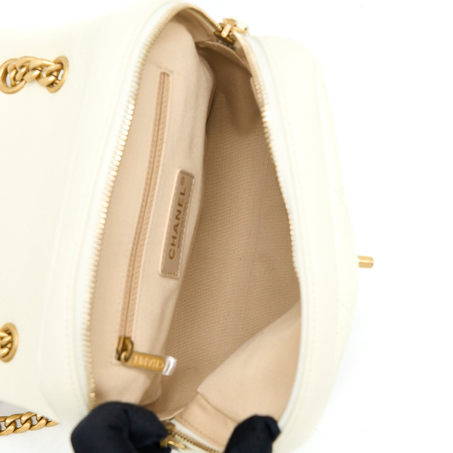Chanel 22P Flap Backpack Caviar White Brushed  (Microchip)