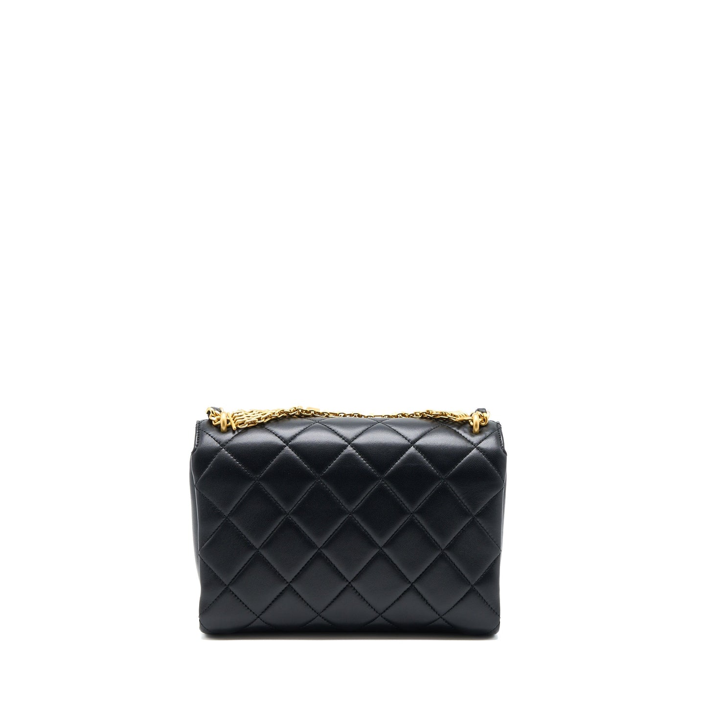 Chanel 22S Letter/Crystal Handle Flap Bag Lambskin Black Brushed (Microchip)