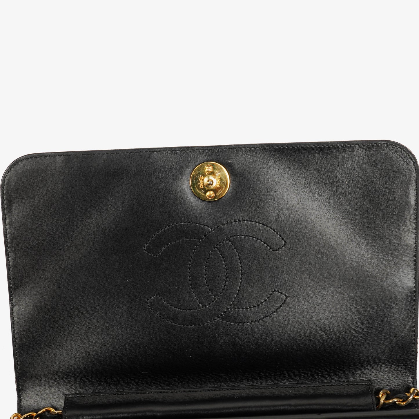 Chanel Black Patent Leather Full Flap Bag