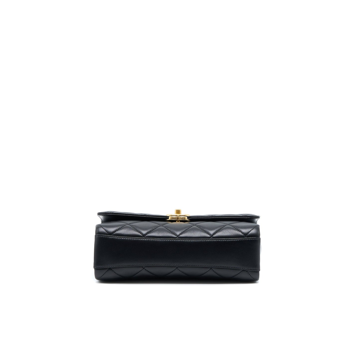 Chanel 22S Letter/Crystal Handle Flap Bag Lambskin Black Brushed (Microchip)