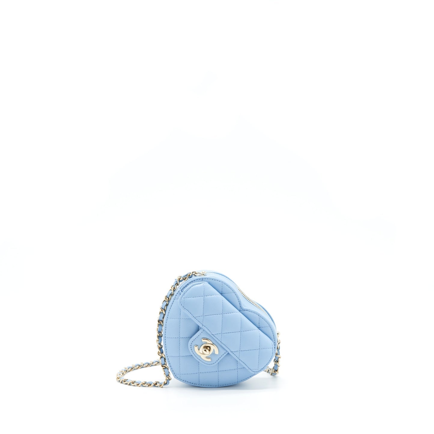 Chanel 22S Small Heart Bag Lambskin Light Blue L