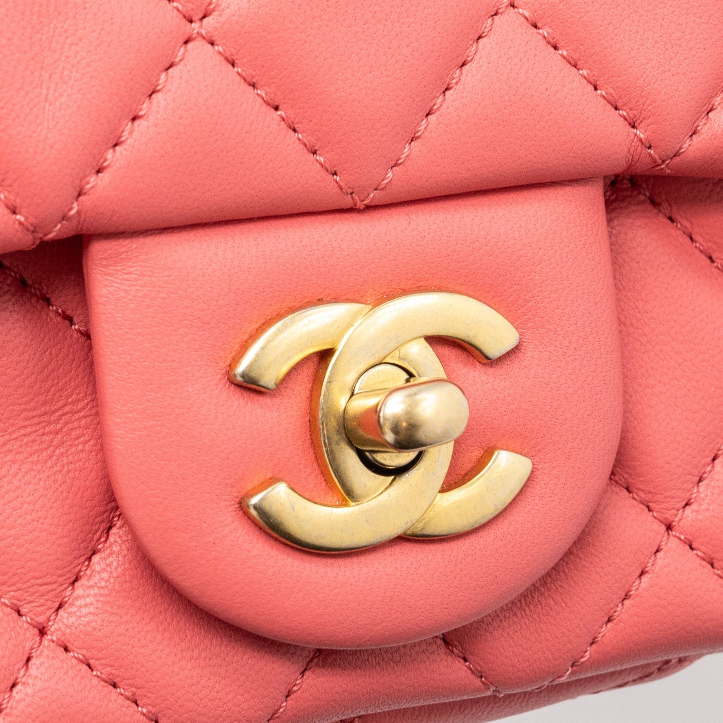 Chanel Pearl Crush Mini Square Flap Bag Lambskin Pink
