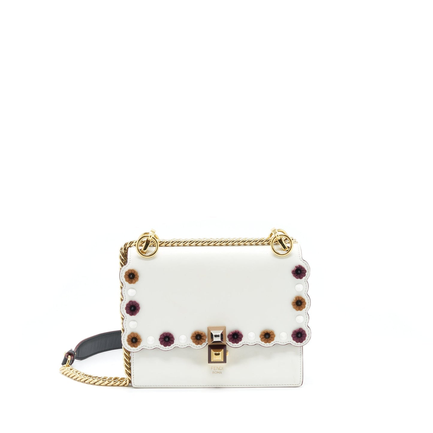 Fendi Kan I Purse White/Multicolour Gold And Silver Hardware
