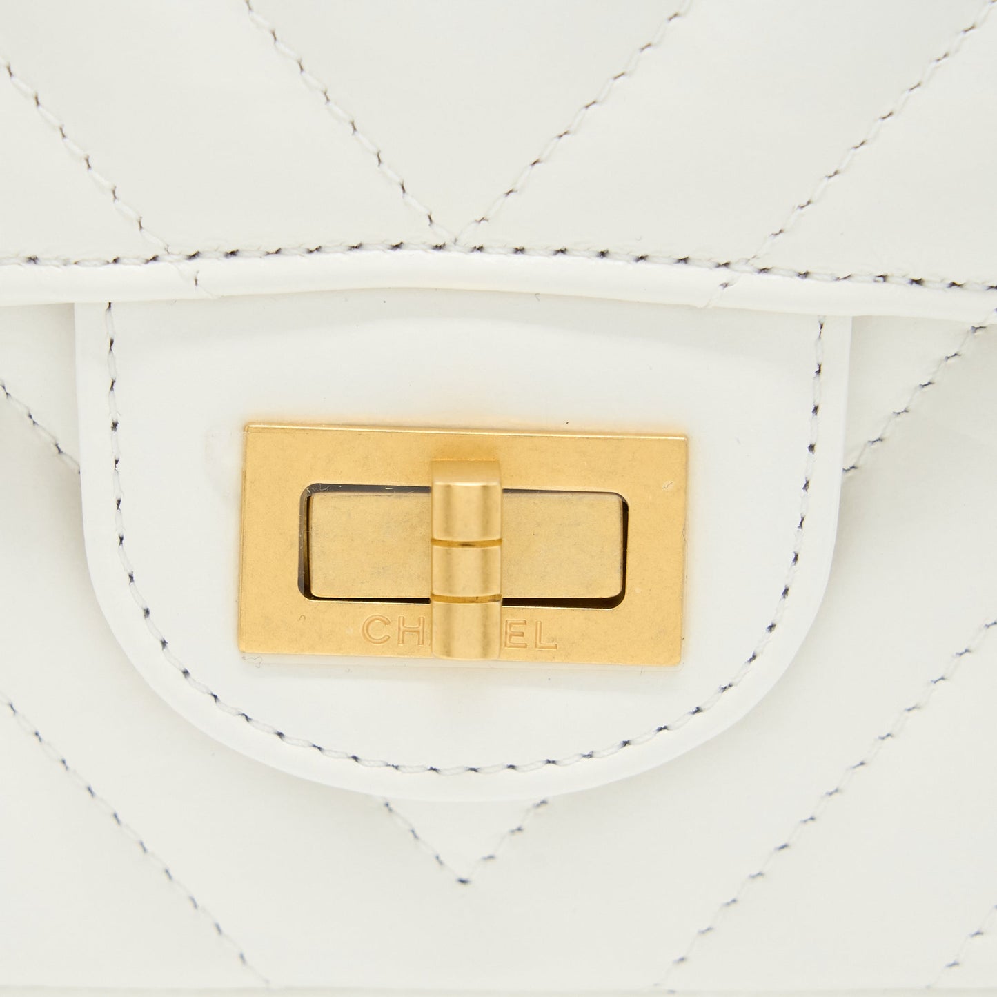 Chanel Mini 2.55 Reissue Chevron Flap Bag Aged Calfskin White Brushed  (Microchip)