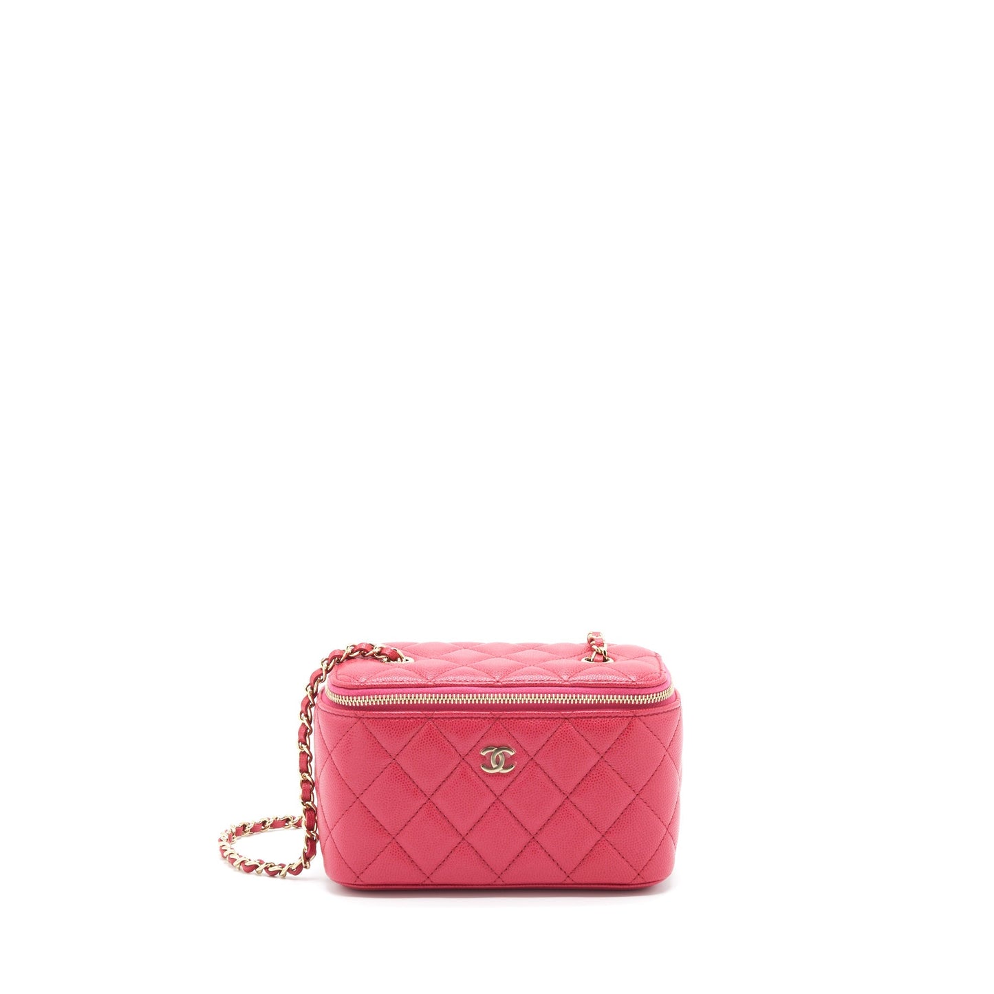 Chanel Long Vanity Case Caviar Hot Pink L