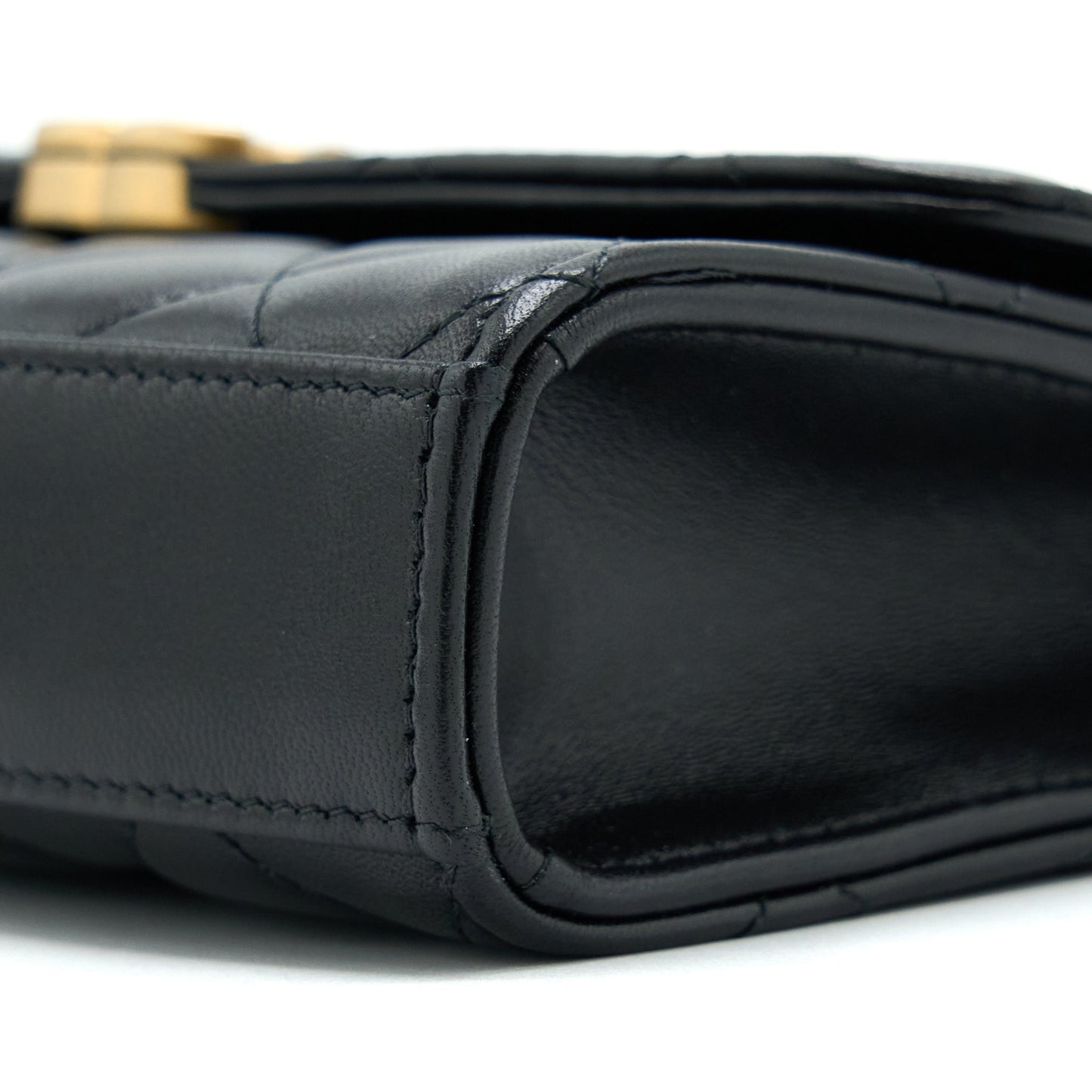 Chanel 22B Flap Bag With Enamel/CC Logo Top Handle Lambskin Black Brushed