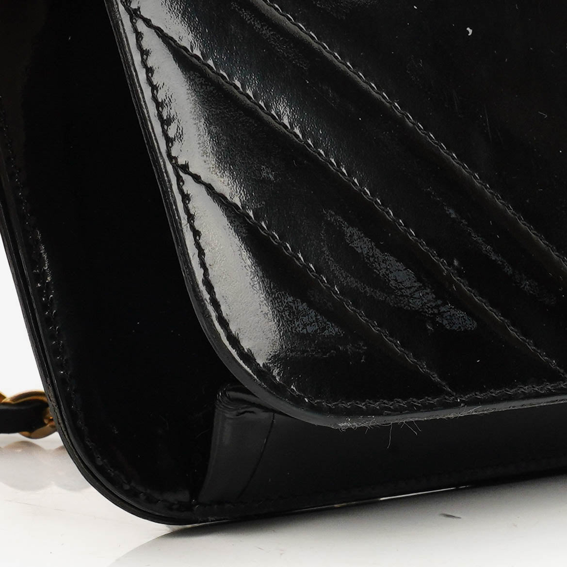 Chanel Black Patent Leather Full Flap Bag