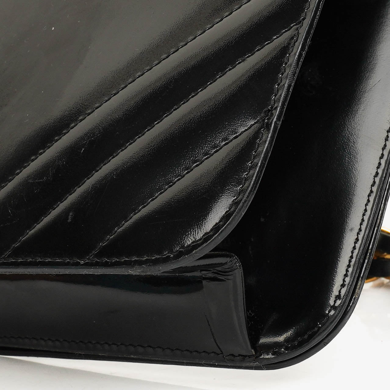 Chanel Black Patent Leather Full Flap Bag