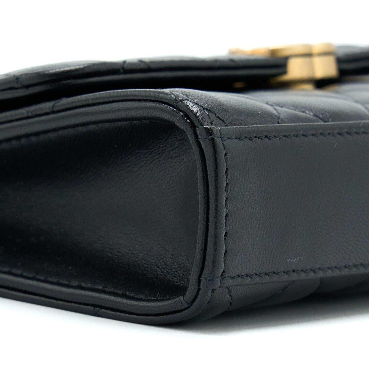 Chanel 22B Flap Bag With Enamel/CC Logo Top Handle Lambskin Black Brushed