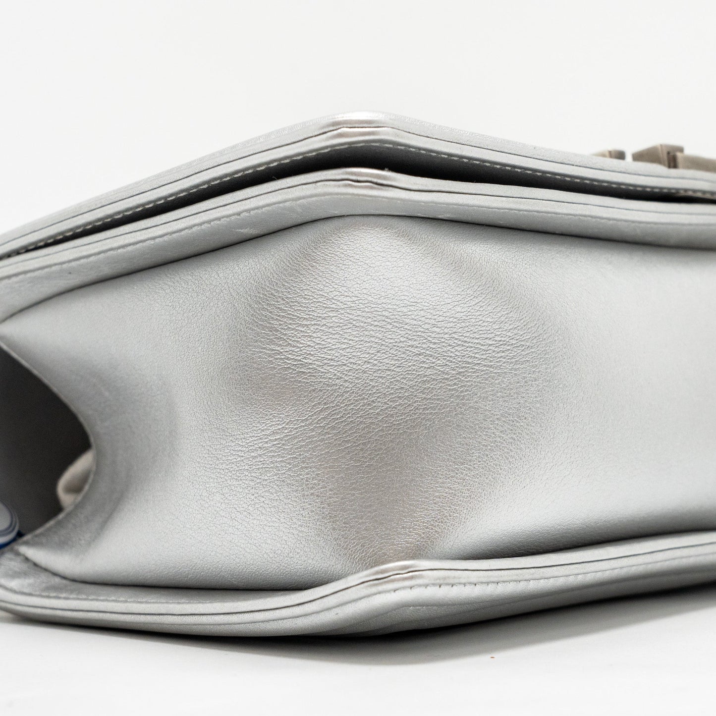 Chanel Medium Boy Bag Lambskin Silver