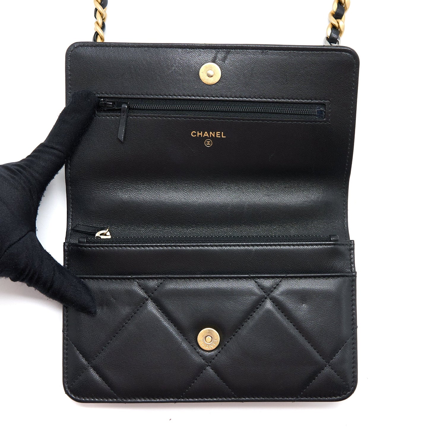 Chanel 19 Wallet on Chain Lambskin Black Multicolour Hardware
