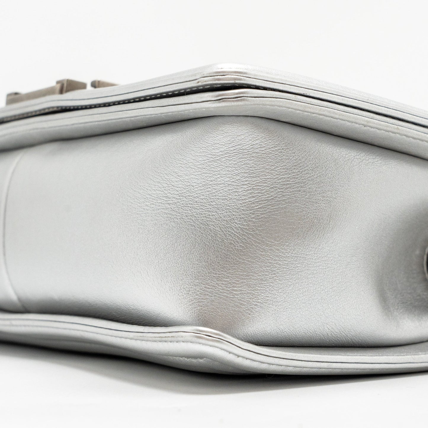 Chanel Medium Boy Bag Lambskin Silver