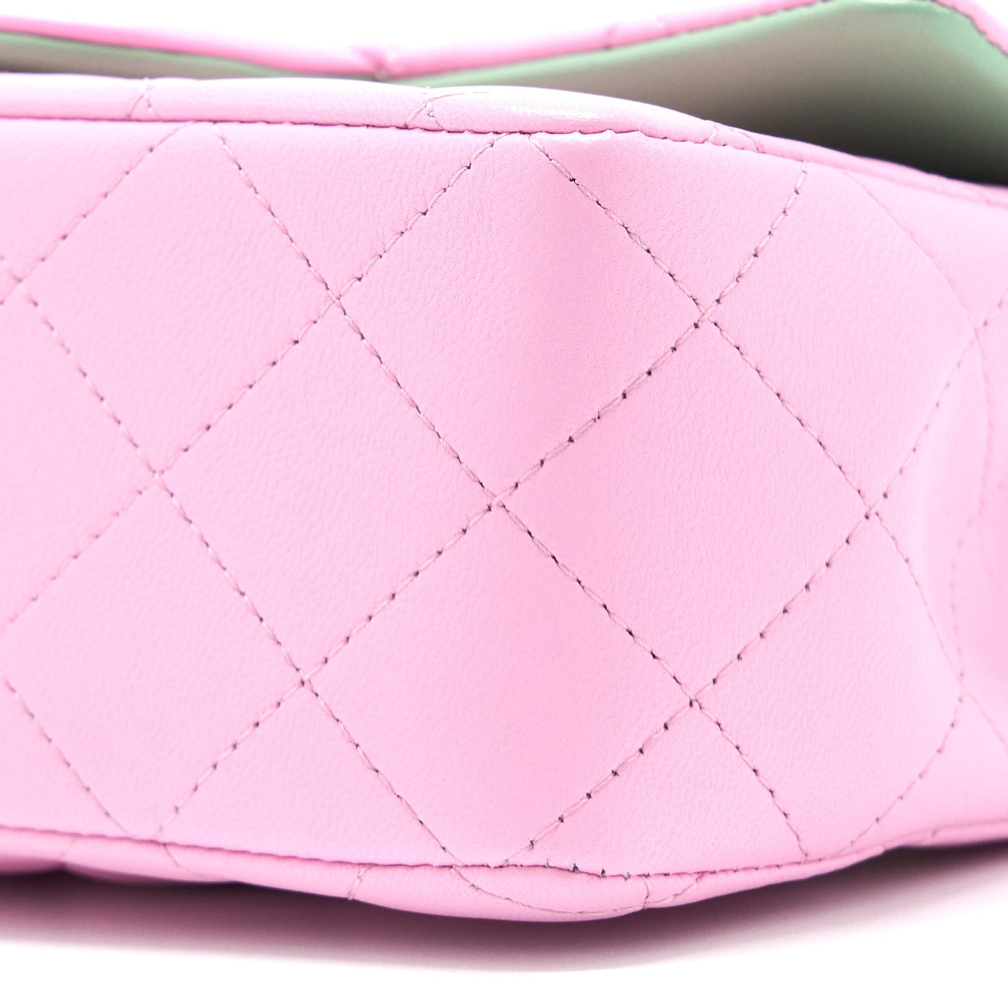 Chanel Top Handle Mini Rectangular Lambskin Pink/Light Green L (Microchip)