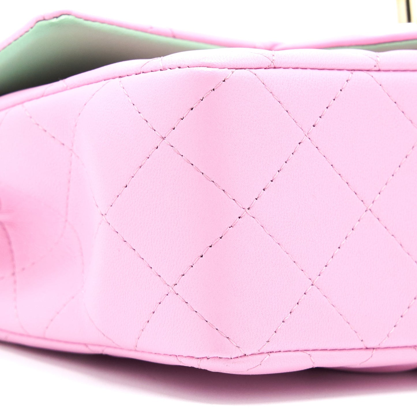 Chanel Top Handle Mini Rectangular Lambskin Pink/Light Green L (Microchip)
